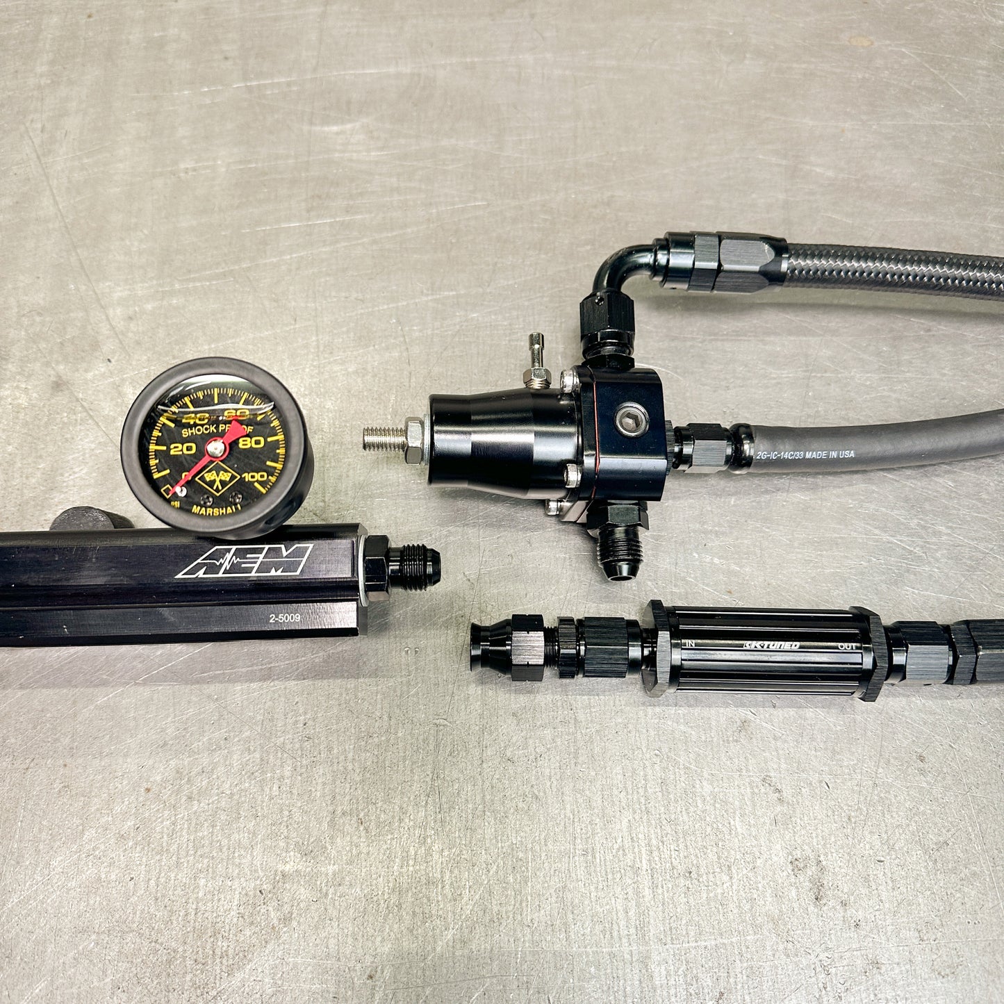 D Series Fuel Tuck System with AEM Fuel Rail & K Tuned Filter for Honda Civic D16Y8 Y7 2 BOLT