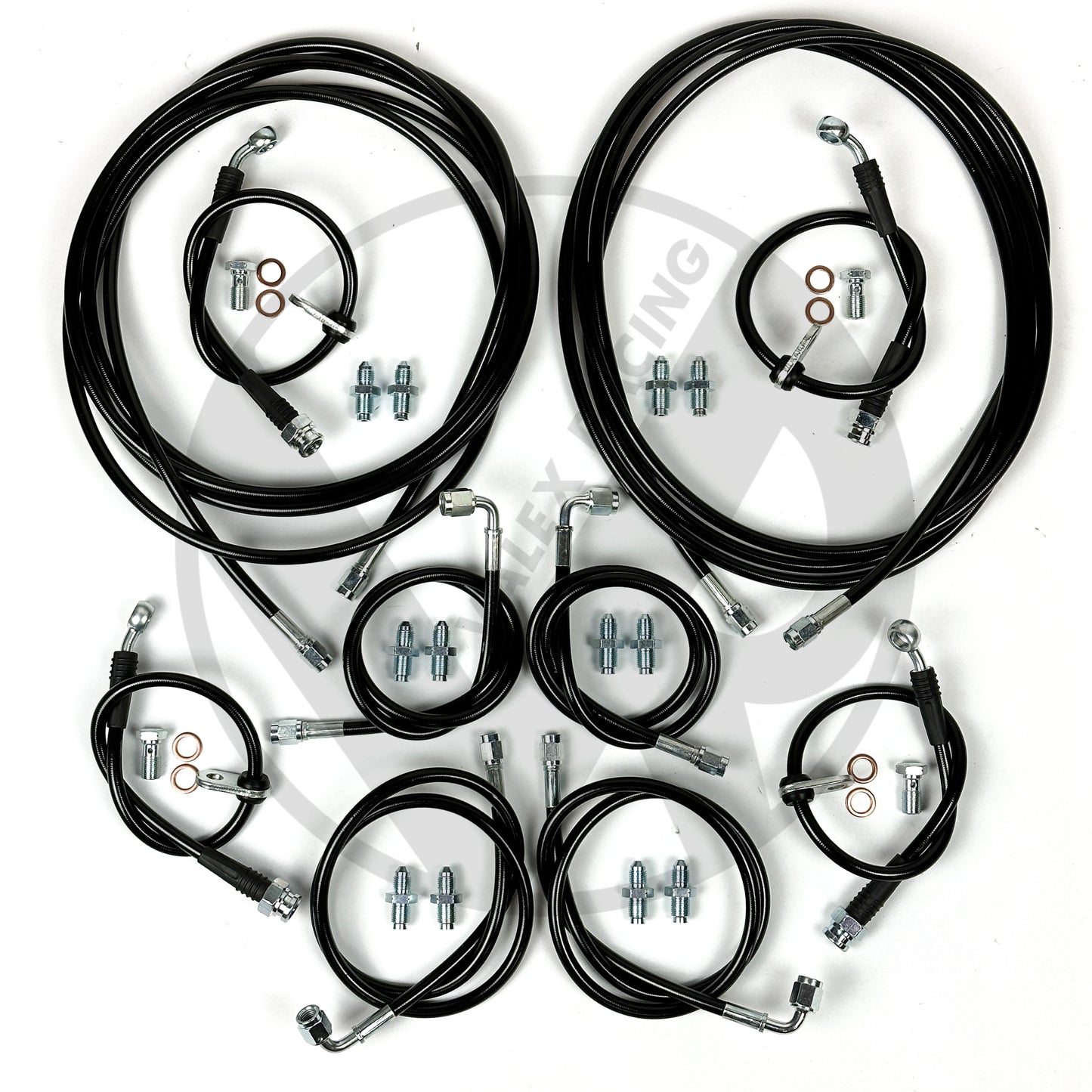 Complete Front & Rear BLACK Brake Line Replacement Kit 96-00 Honda Civic w Rear Disc