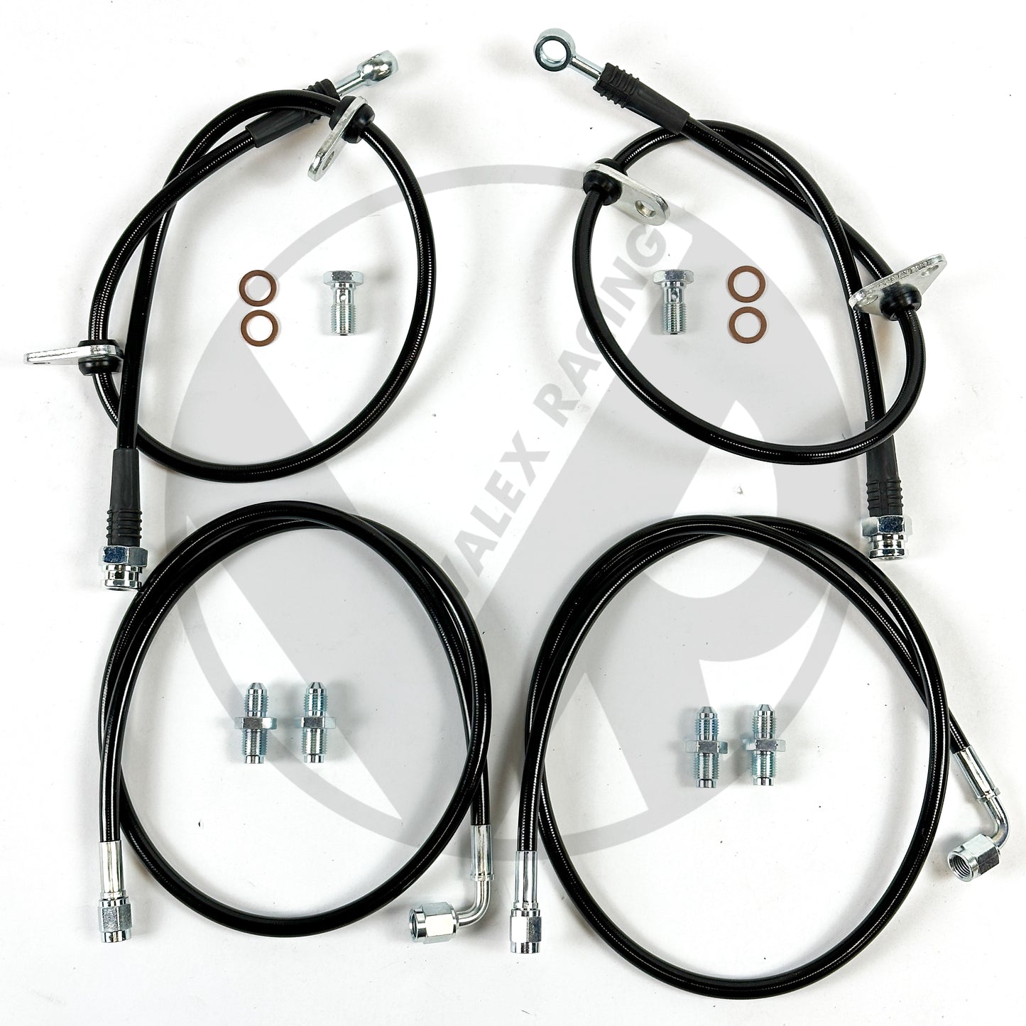 Complete BLACK Stainless Front Brake Line Replacement Kit 92-95 Honda Civic EG