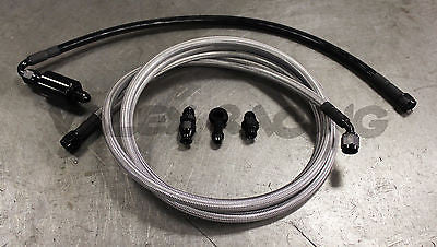 92-95 Civic Tucked Stainless Steel Fuel Feed Line System -6 Black