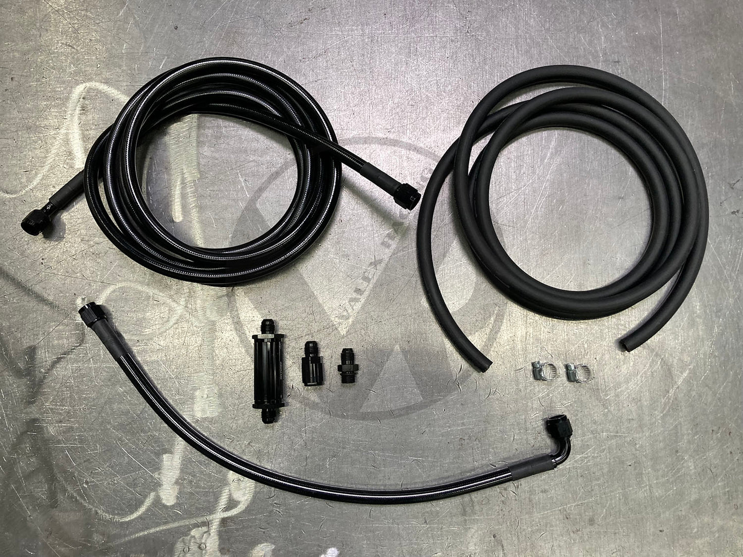 96-01 Acura Integra DC2 OBD2 Tucked Stainless Steel Complete Fuel Line System K-Tuned Filter -6 Black