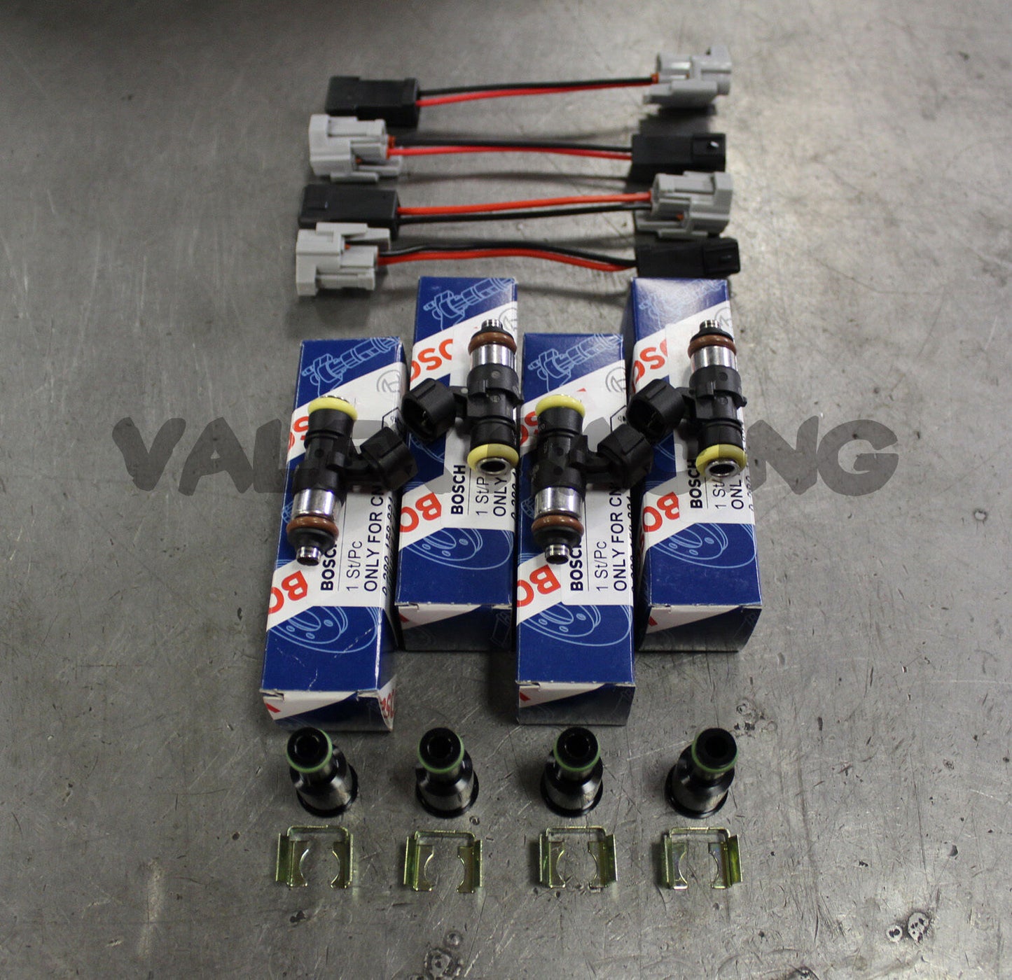 Bosch EV14 2200cc Fuel Injectors Set For Honda Acura B Series with Adapters and Clips - E85 Compatible