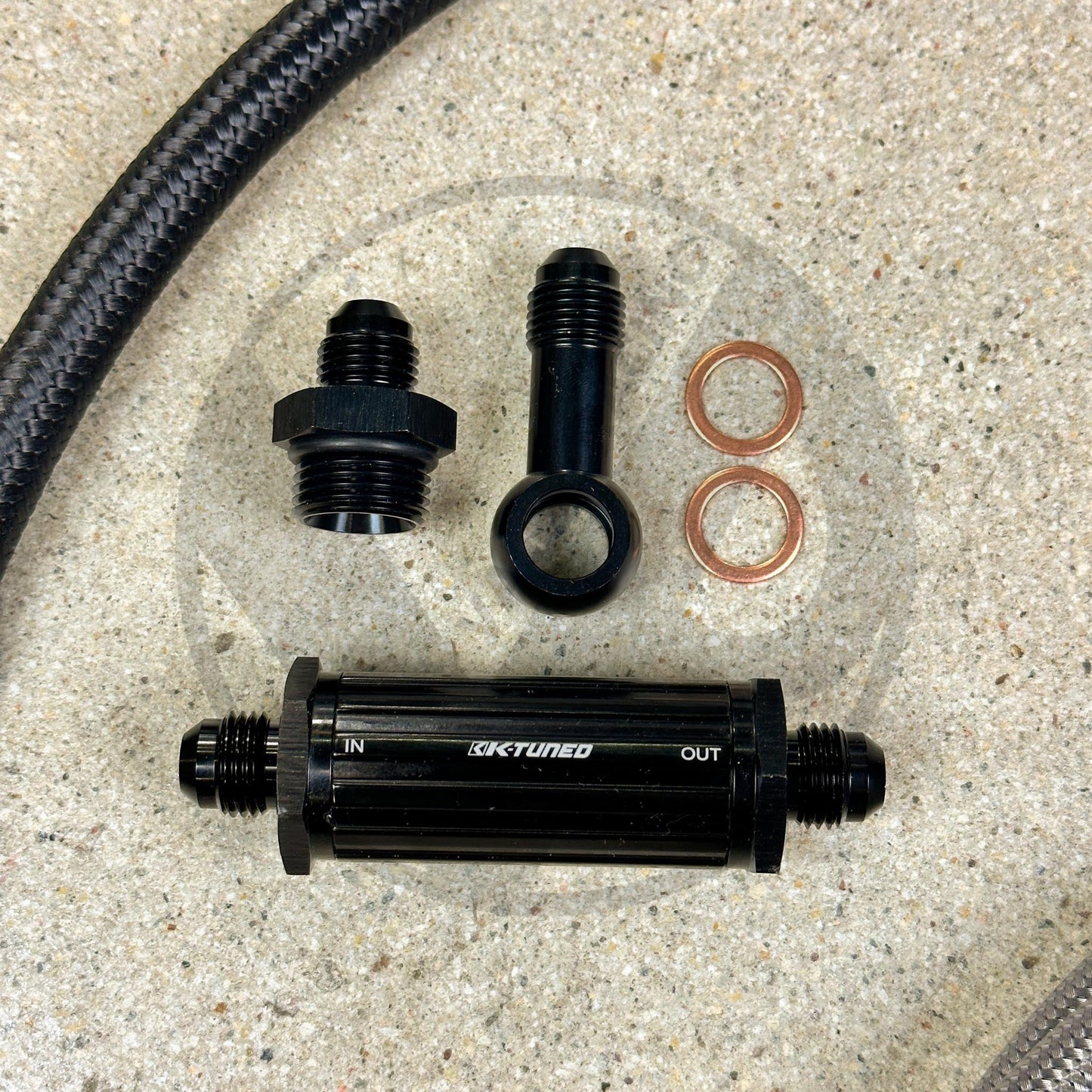 92-95 Honda Civic EG K Swap Tucked Stainless Steel Fuel Feed Line System K-Tuned Filter -6 Black