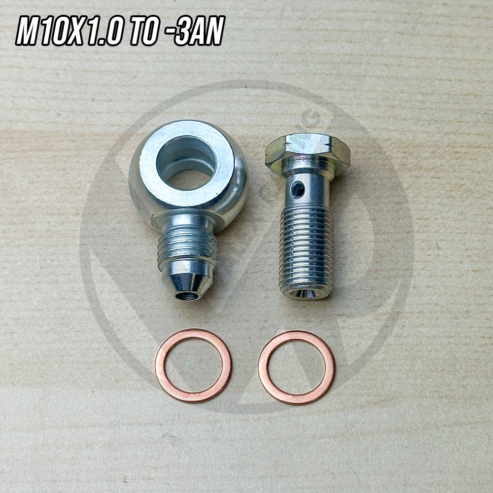 Steel THICK Banjo Bolt Fitting M10 x 1.0 (Metric 10mm) to 3AN -3 AN3