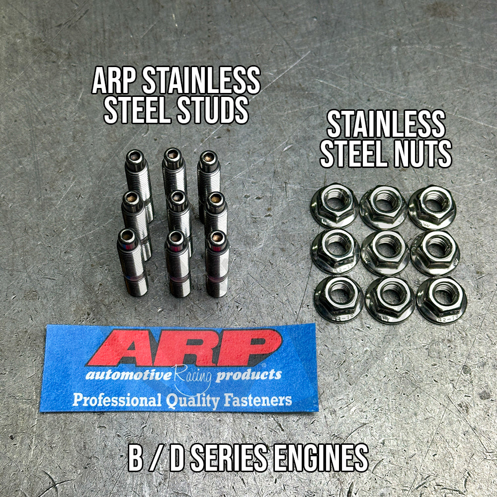 ARP 9PC Stainless Steel Exhaust Manifold Studs & 6pt Nuts for Honda B/D/H Series