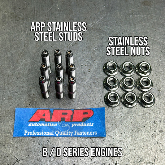 ARP 9PC Stainless Steel Exhaust Manifold Studs & 6pt Nuts for Honda B/D/H Series