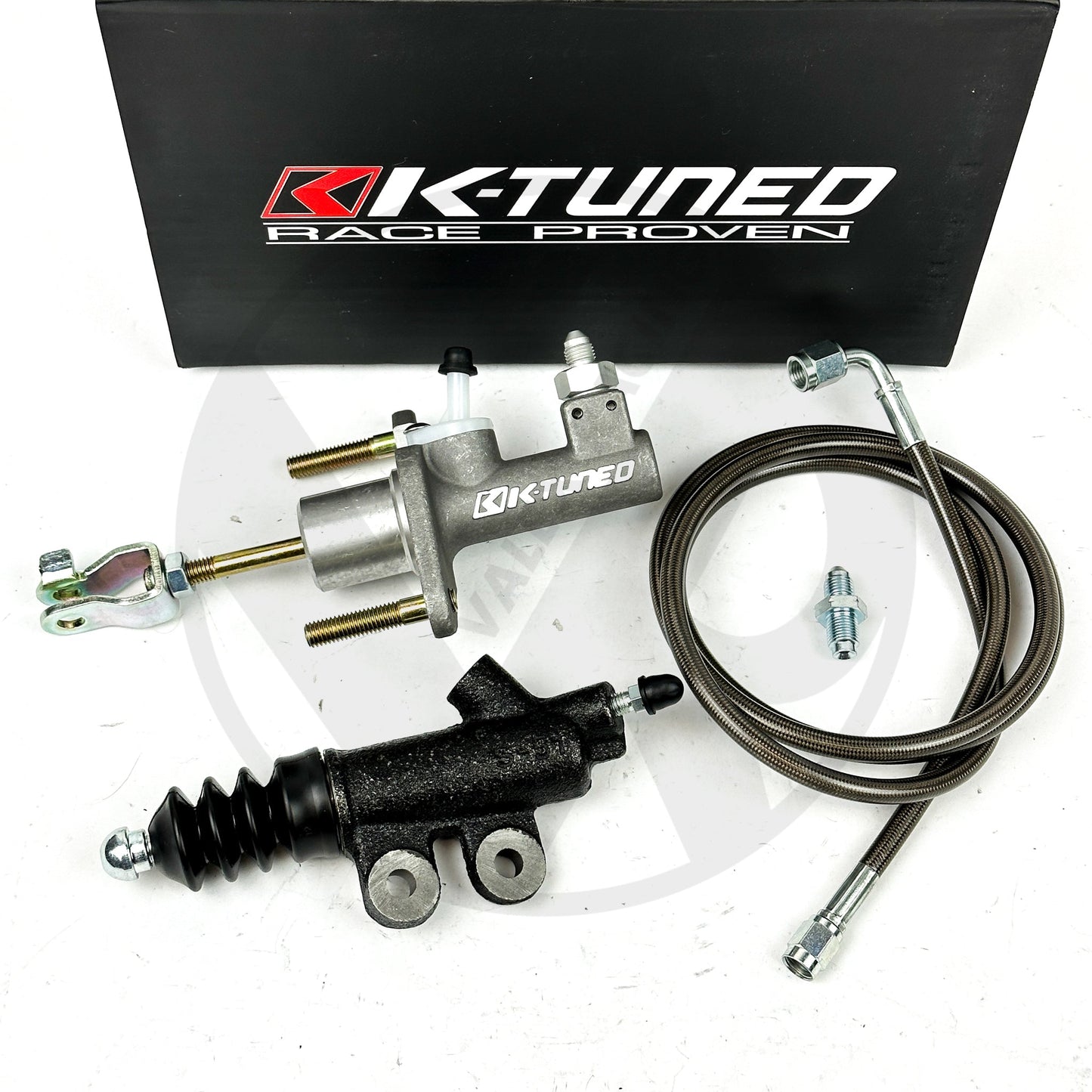 K-Tuned EM2 Clutch Master Exedy Slave Kit for 96-00 Honda Civic EK with Stainless Steel Clutch Line
