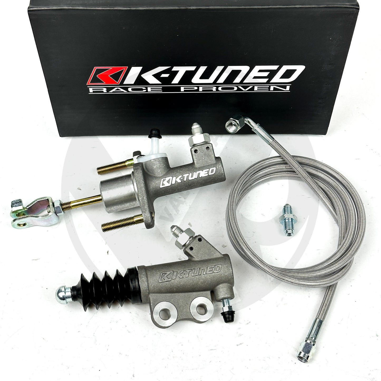 K-Tuned EM2 Clutch Master & Slave Cylinder Kit for 94-01 Acura Integra with Stainless Steel Clutch Line