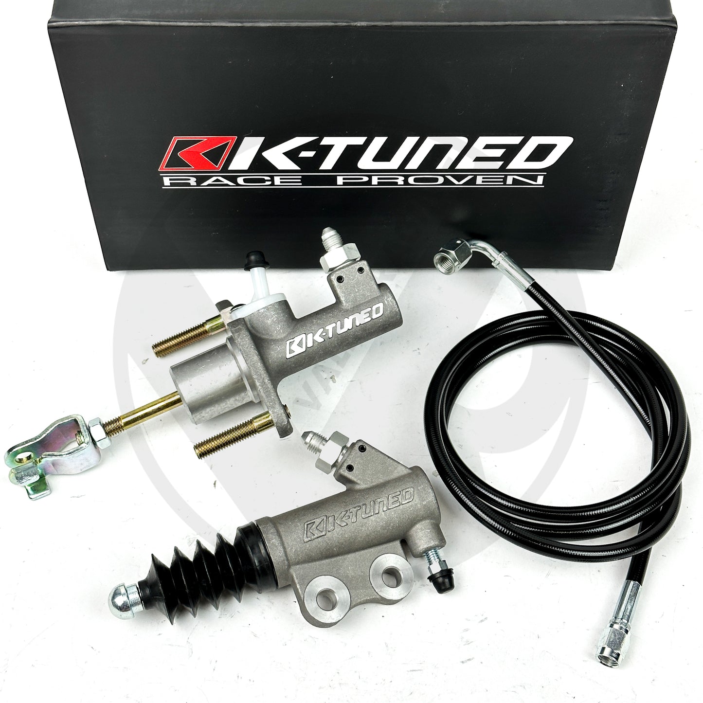 K-Tuned EM2 Clutch Master & Slave Cylinder Kit for 94-01 Acura Integra with Stainless Steel Clutch Line