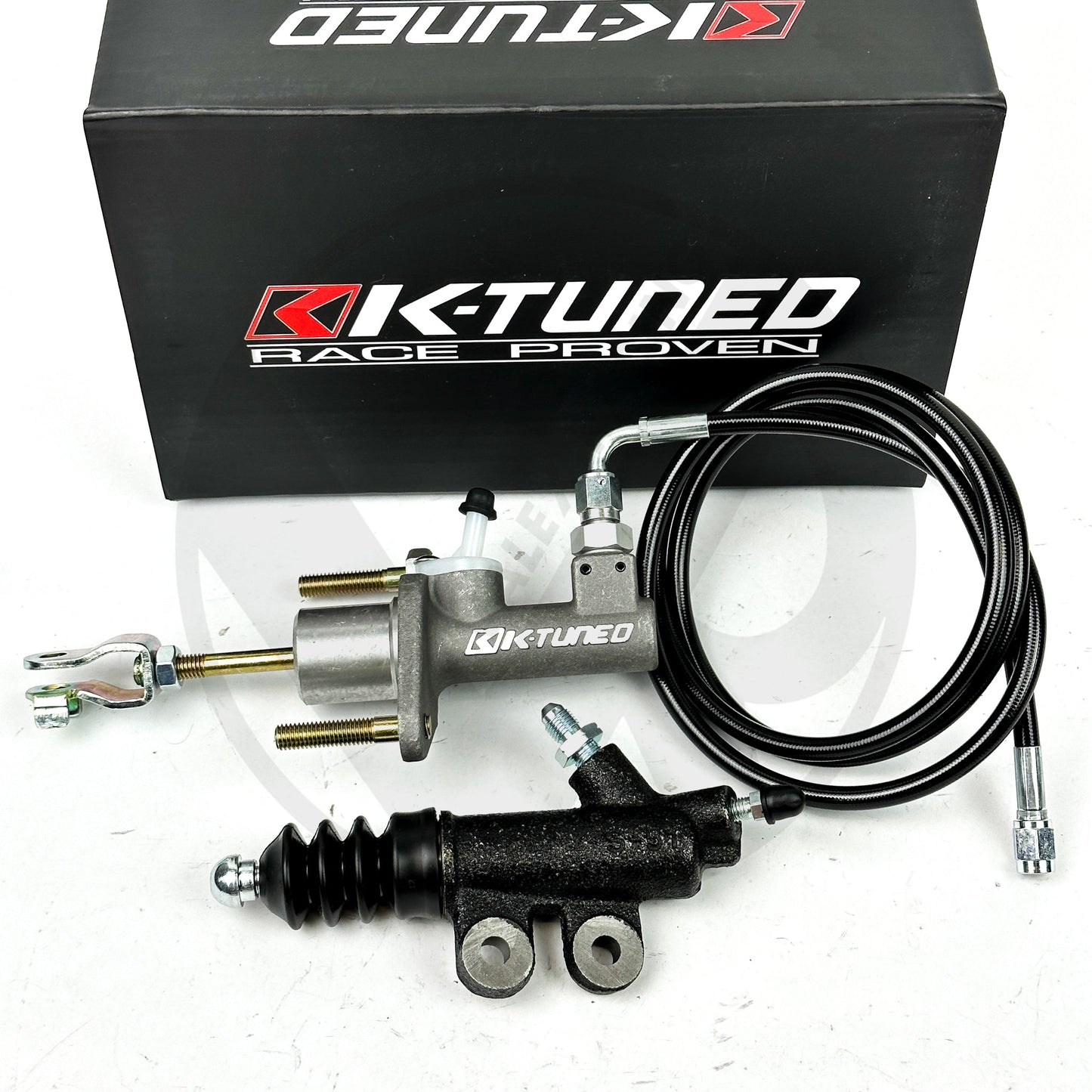 K-Tuned EM2 Clutch Master Exedy Slave Kit for 96-00 Honda Civic EK with Stainless Steel Clutch Line
