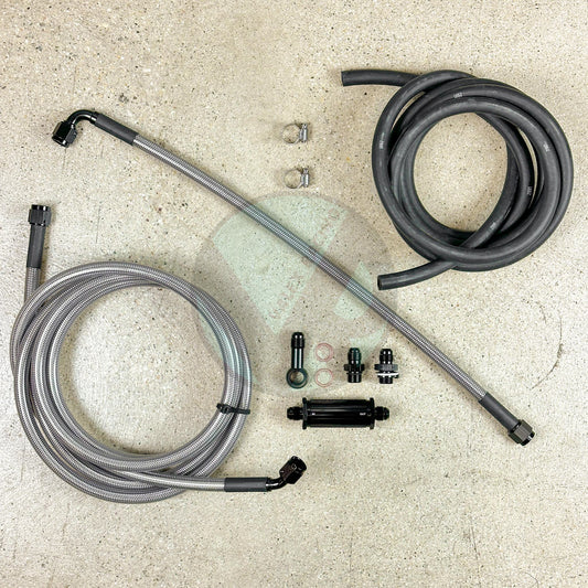 92-95 Civic Tucked Stainless Steel Complete Fuel Line System -6 Silver