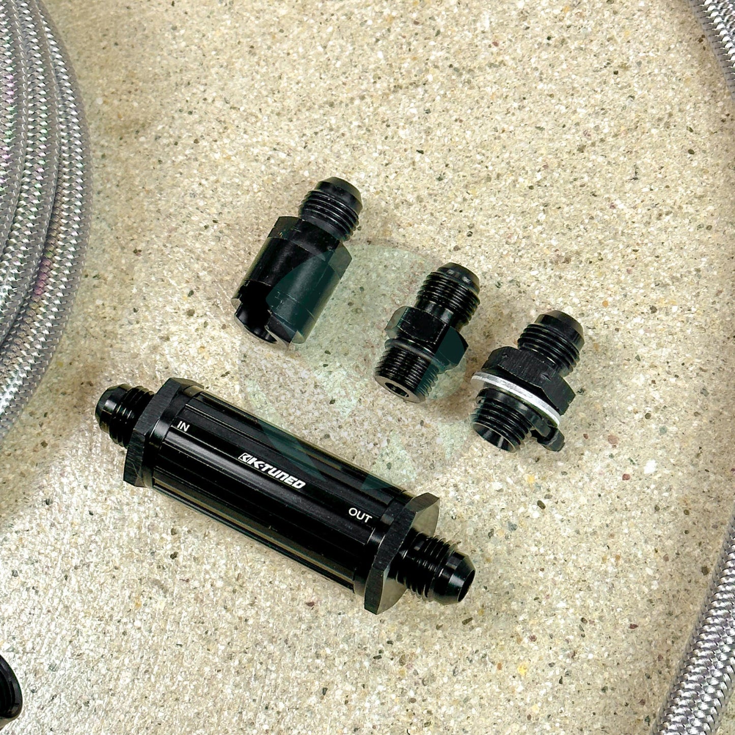 94-01 Acura Integra DC2 Tucked Stainless Steel Fuel Feed Line System K-Tuned Filter -6 Silver