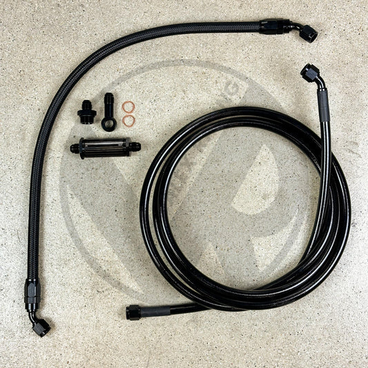 92-95 Honda Civic EG K Swap Tucked Stainless Steel Fuel Feed Line System -6 Black
