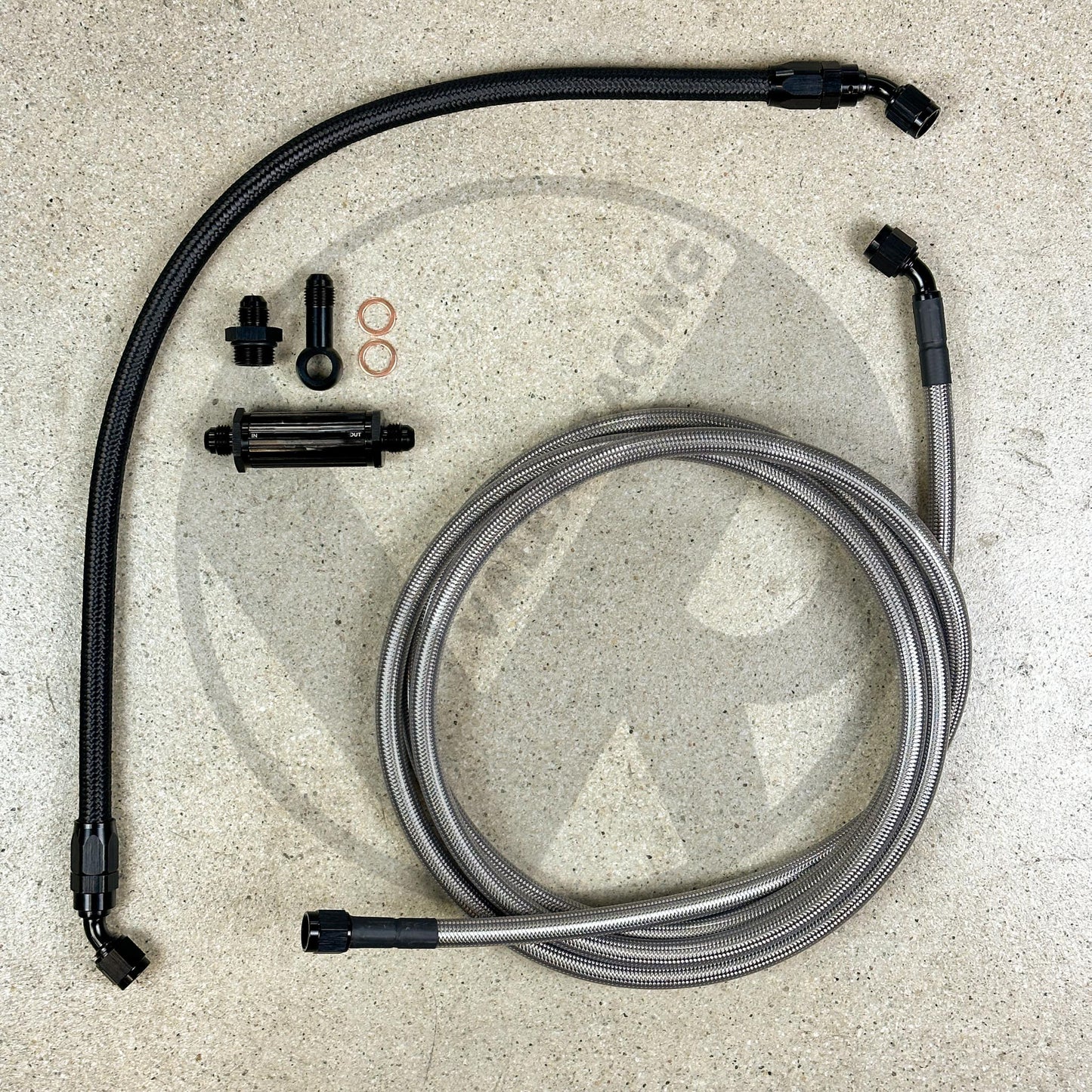 92-95 Honda Civic EG K Swap Tucked Stainless Steel Fuel Feed Line System -6 Silver