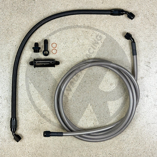 94-01 Integra DC2 K Swap Tucked Stainless Steel Fuel Feed Line System -6 Silver