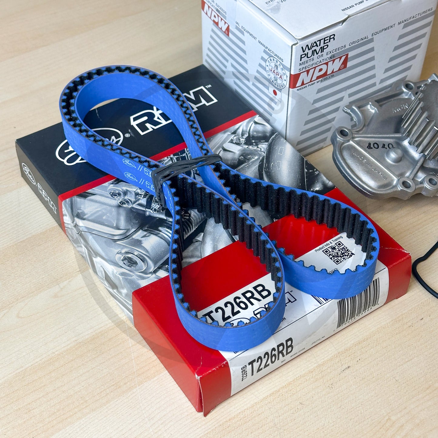 Gates Racing T226RB Timing Belt & NPW Japan Water Pump For Honda H22 H23 DOHC VTEC