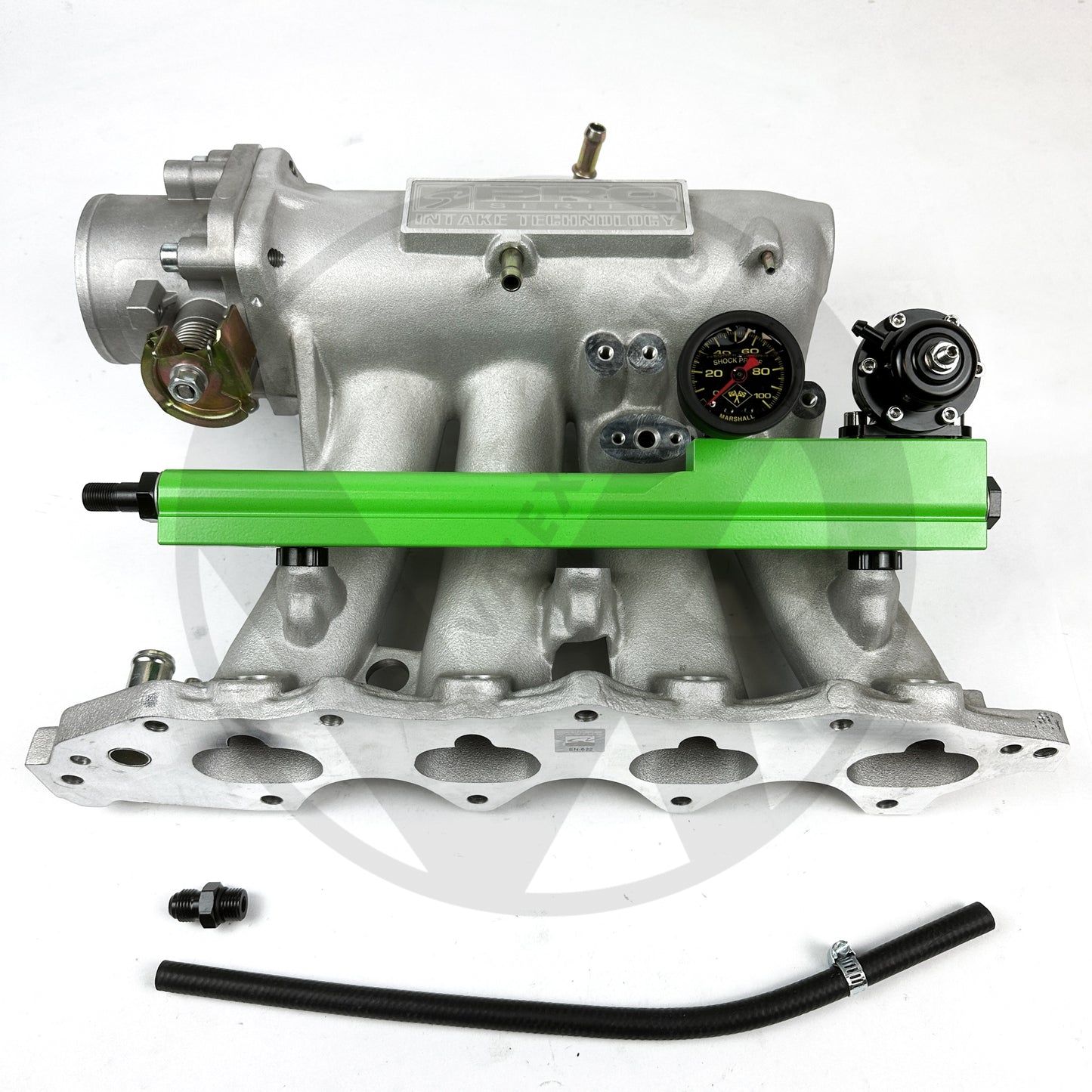 B Series Valex Fuel Rail & Regulator / Marshall Gauge for Honda Acura B16 B18 B20 (FBO Green)