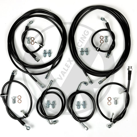 Complete Front & Rear BLACK Brake Line Replacement Kit 94-01 Acura Integra