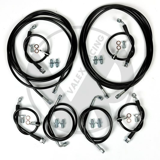 Complete Front & Rear BLACK Brake Line Replacement Kit 96-00 Honda Civic w Rear Disk