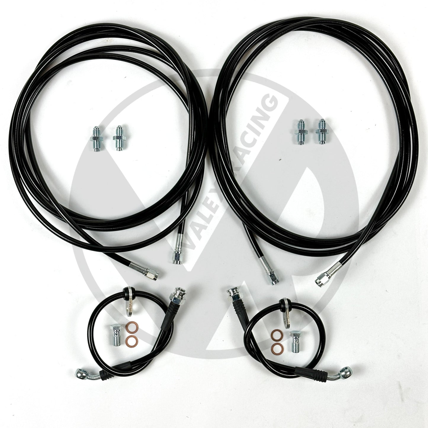 Complete BLACK Stainless Rear Brake Line Replacement Kit 96-00 Honda Civic w/ disk