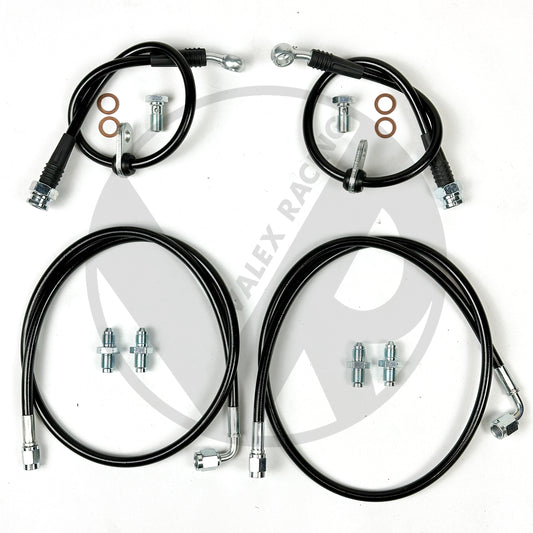 Complete BLACK Stainless Front Brake Line Replacement Kit 90-93 Acura Integra DA