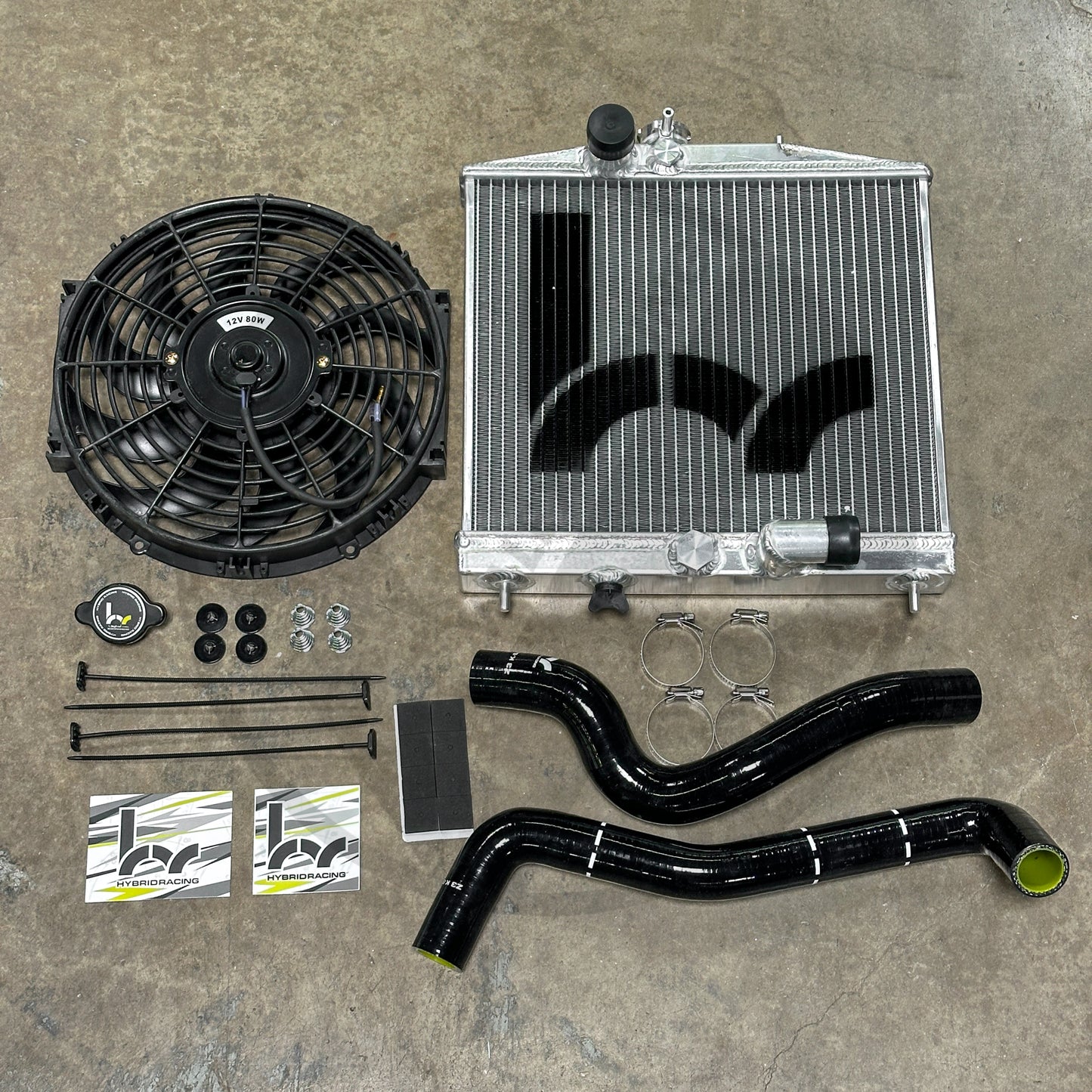 Hybrid Racing Driver Side Radiator Kit For Honda Civic Acura Integra K24 K20Z3 Swap