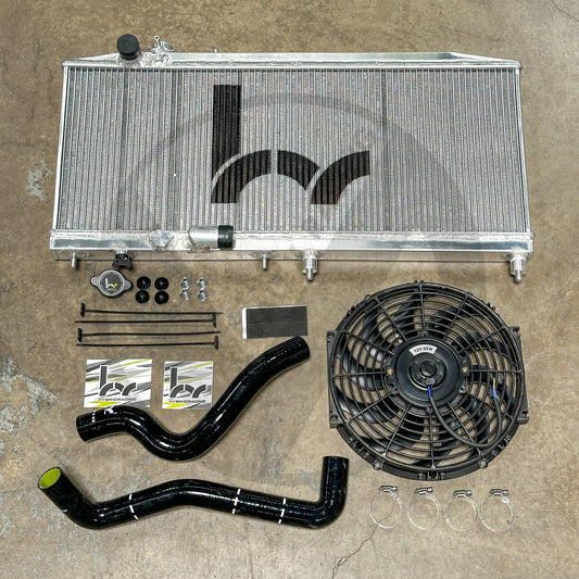 Hybrid Racing Full Size Radiator Kit For Honda Civic Acura Integra K24 K20Z3 Swap