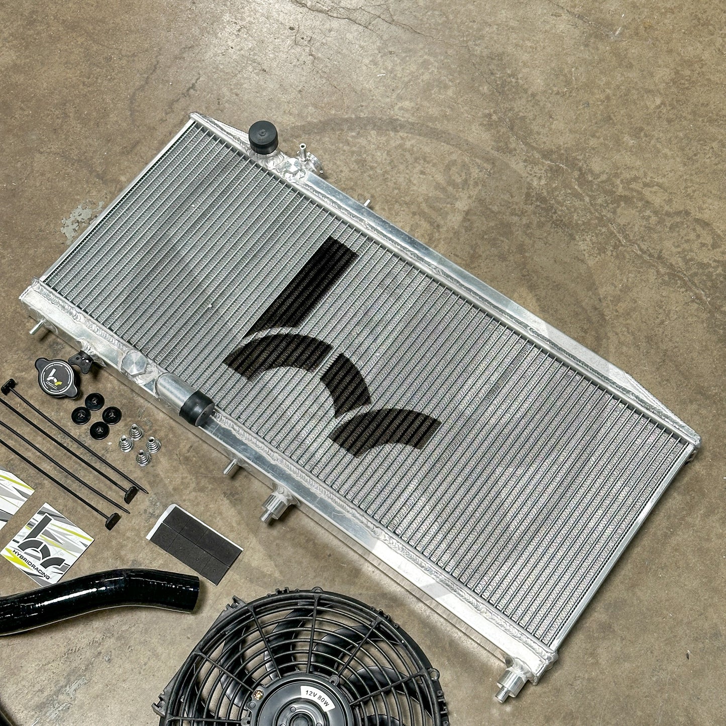 Hybrid Racing Full Size Radiator Kit For Honda Civic Acura Integra K24 K20Z3 Swap