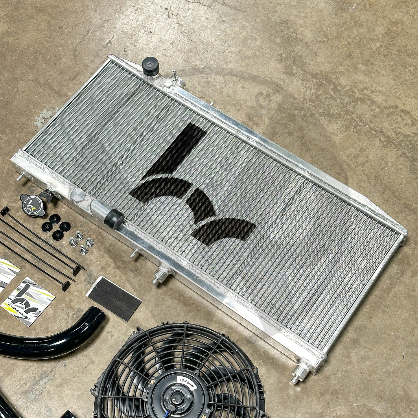 Hybrid Racing Full Size Radiator Kit For Honda Civic Acura Integra K20A/A2/A3/Z1 Swap