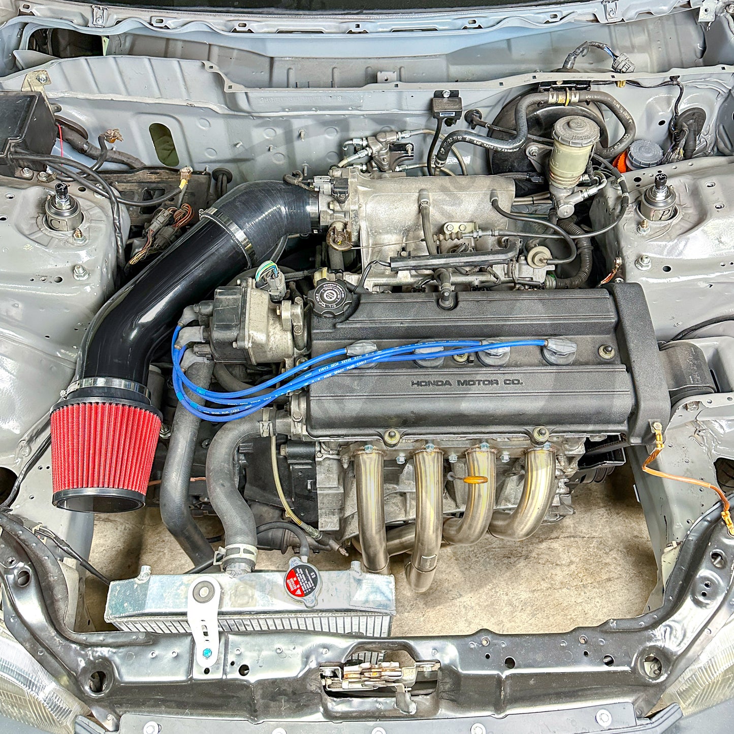 4" Inch Gloss Black Air Intake System for Honda Civic Acura Integra B16 B18 D16