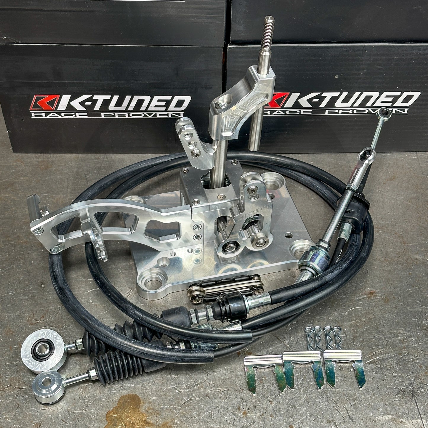 K Tuned Street Rev 3 Billet RSX Shifter and OEM Spec Shifter Cables