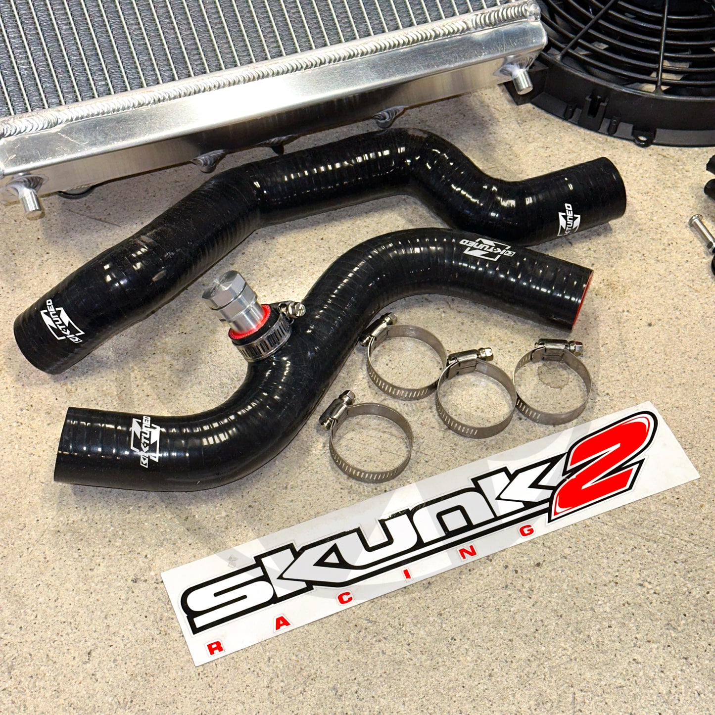 Skunk2 Pro Driver Side Alpha Radiator Kit w/ K-TUNED Radiator Hoses For Honda Civic Acura Integra K Swap