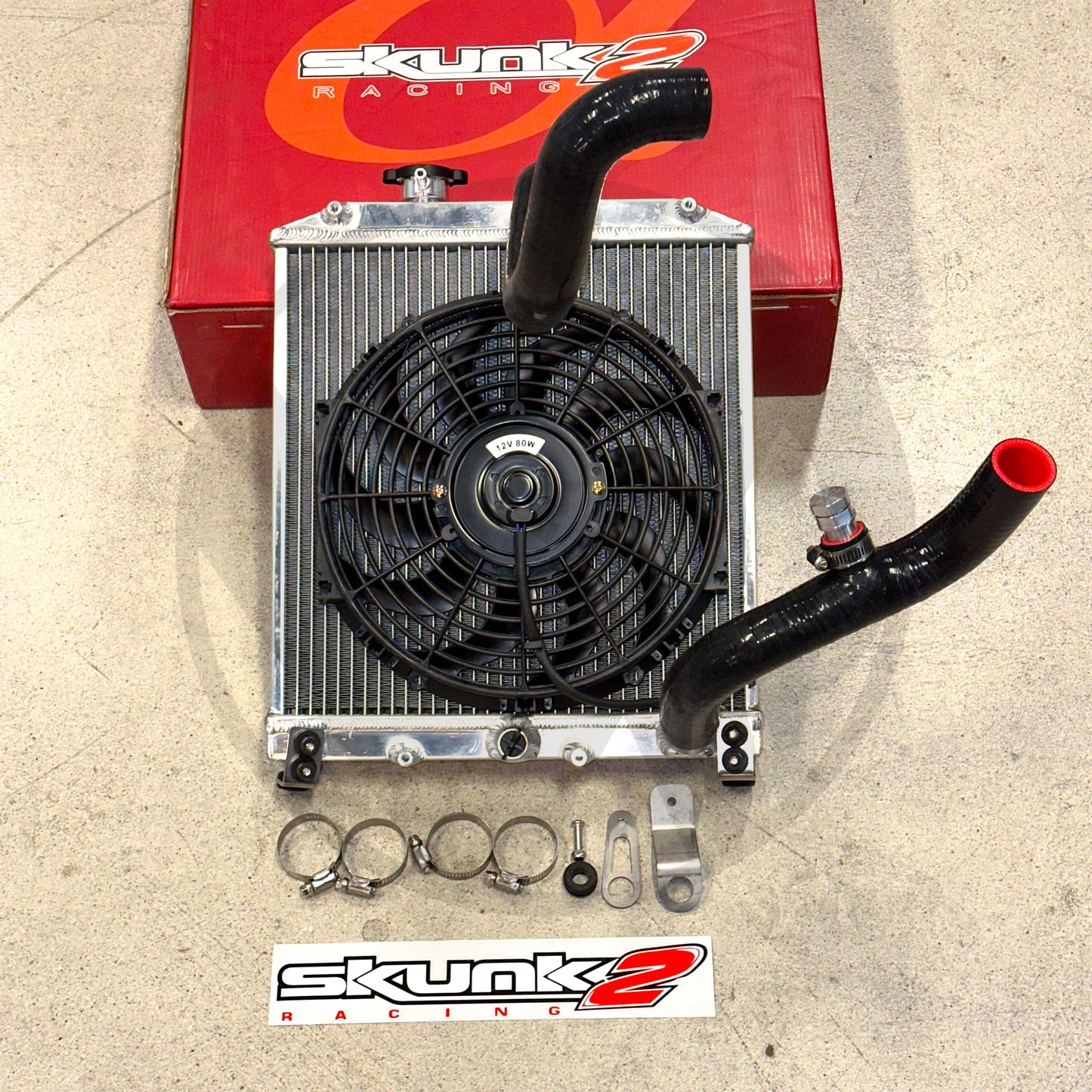 Skunk2 Pro Driver Side Alpha Radiator Kit w/ K-TUNED Radiator Hoses For Honda Civic Acura Integra K Swap