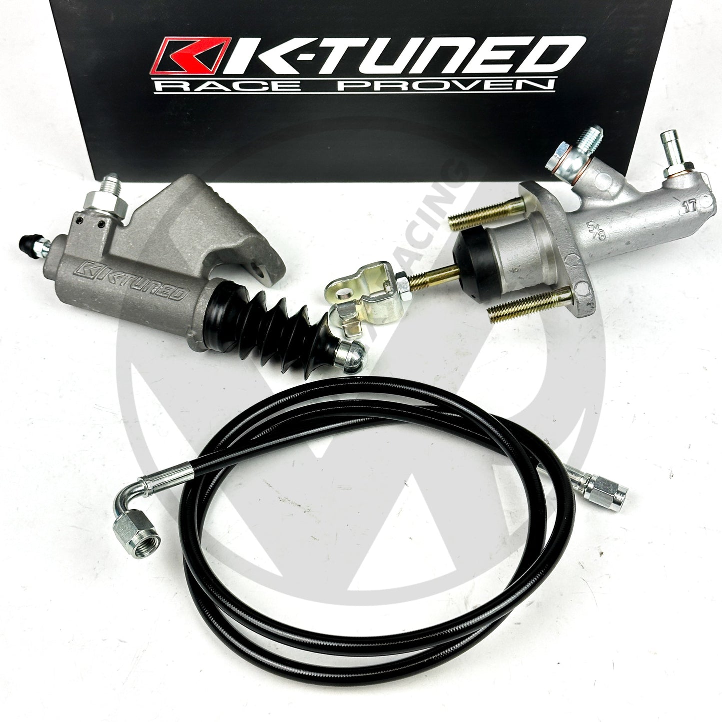 Bolt In EM1 CMC & K-Tuned Slave Kit for 02-05 Honda Civic Ep3 with Stainless Steel Braided Clutch Line