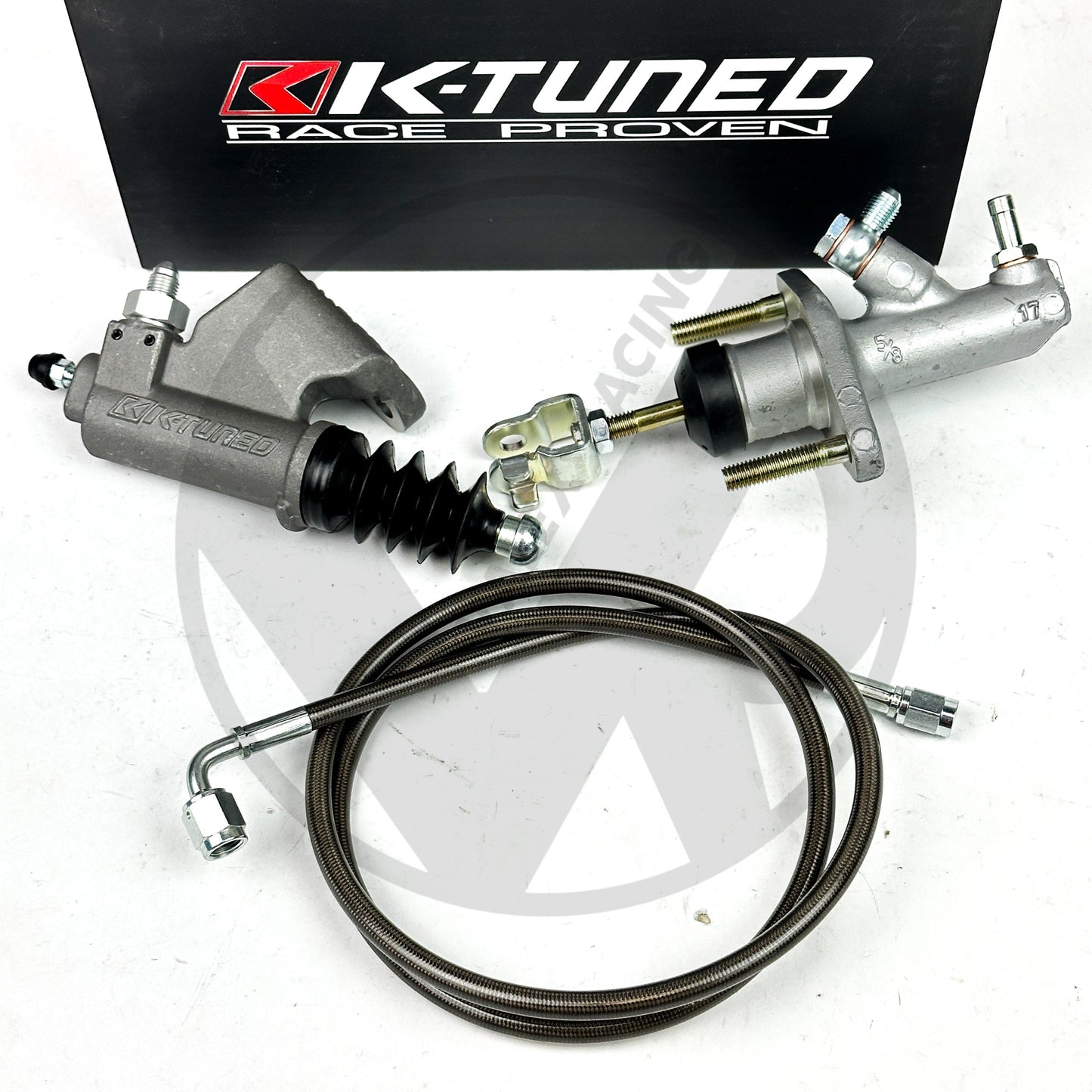 Bolt In EM1 CMC & K-Tuned Slave Kit for 9th Gen Honda Civic 12-15 Si with Stainless Steel Clutch Line