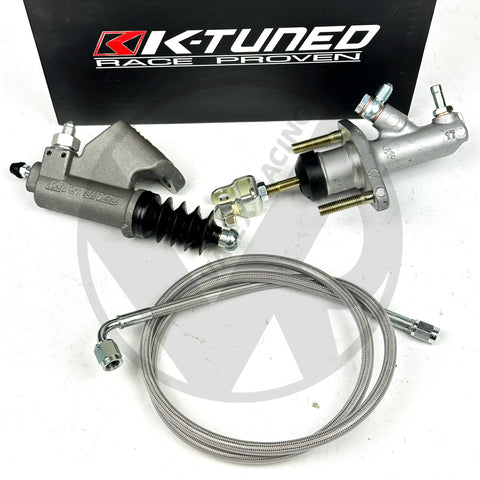 Bolt In EM1 CMC & K-Tuned Slave Kit for 04-08 Acura TSX Silver Clutch line