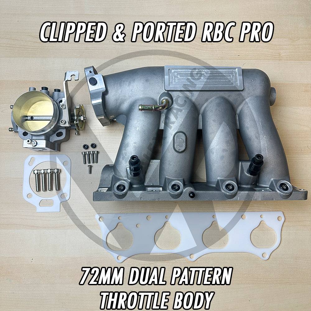 RBC Pro Clipped Ported Intake Manifold K20 K24 K-Swap 72mm Dual Patter ...