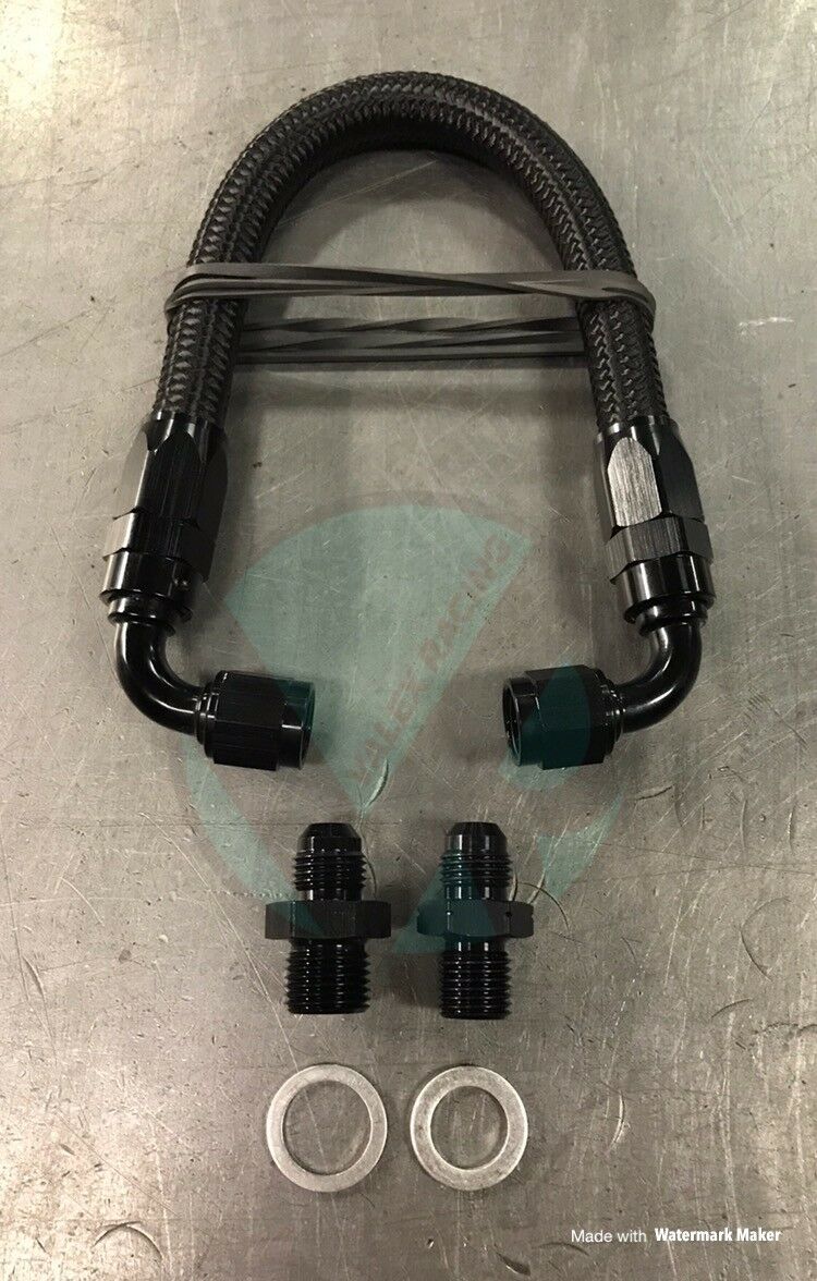 Braided Power Steering Delete Line for 01-05 Honda Civic EM2 (non Si) - Black