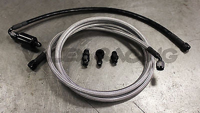 92-95 Civic 2dr Coupe Tucked Stainless Steel Fuel Feed Line System K-Tuned Filter -6 Black