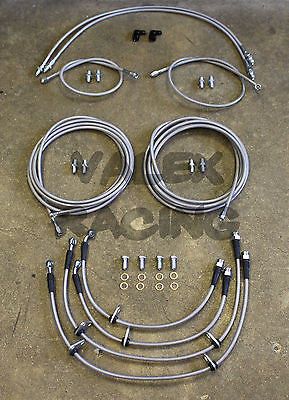 Complete Front & Rear Brake Line Replacement Kit 96-00 Honda Civic w/rear drum