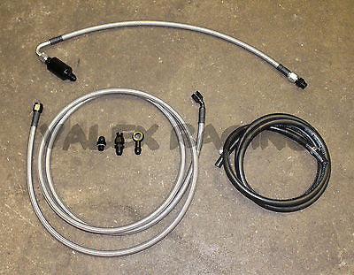 92-95 Civic 2dr Coupe Tucked Stainless Steel Complete Fuel Line System K-Tuned Filter -6 Silver