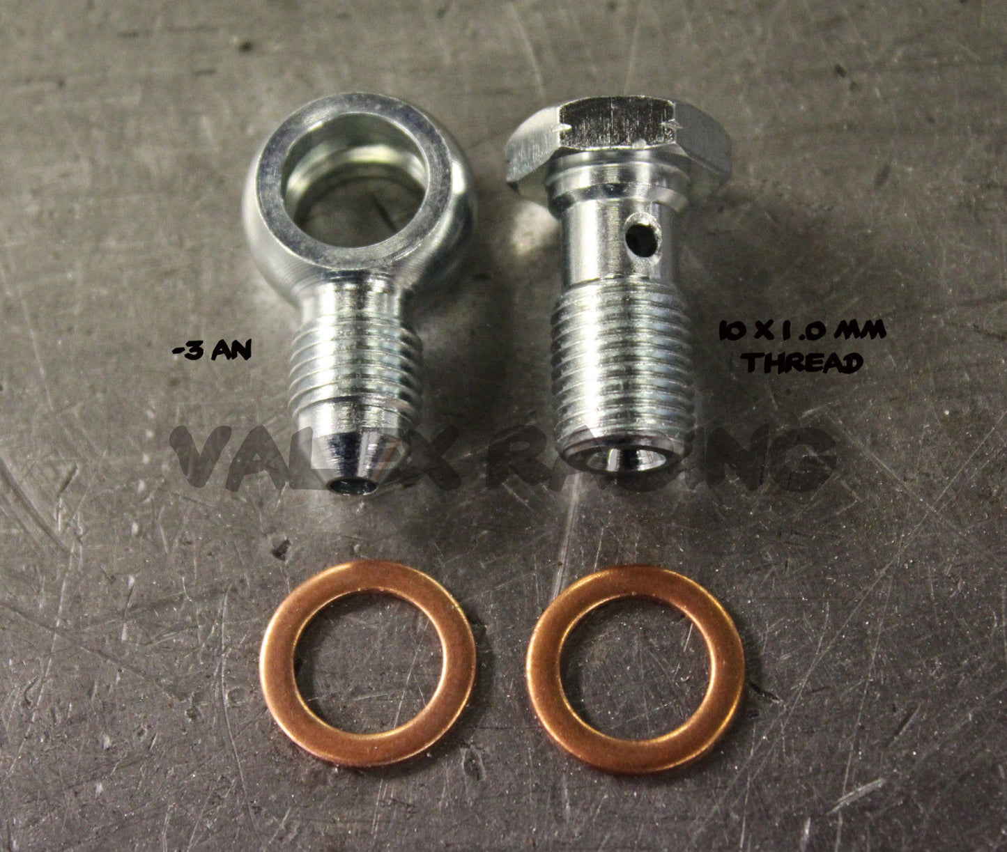 2 Steel Banjo Bolt Fittings M10 x 1.0 (Metric 10mm) to 3AN -3 AN3 PAIR