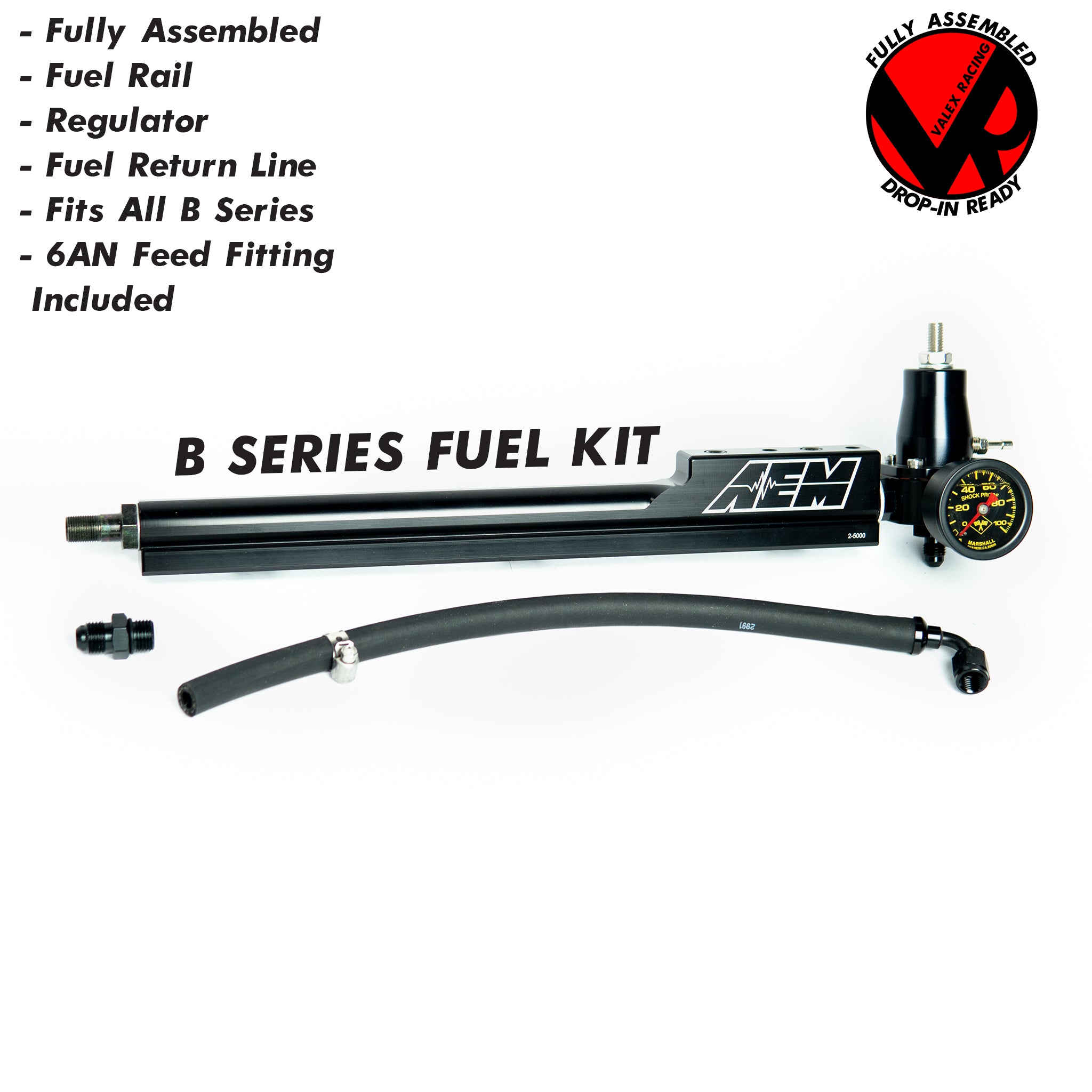 AEM Aluminum Fuel Rail + Adjustable Pressure Regulator Kit For Honda Civic B16A2 B16A3