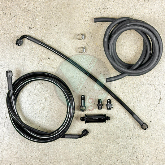 94-95 Acura Integra DC2 OBD1 Tucked Stainless Steel Complete Fuel Line System K-Tuned Filter -6 Black