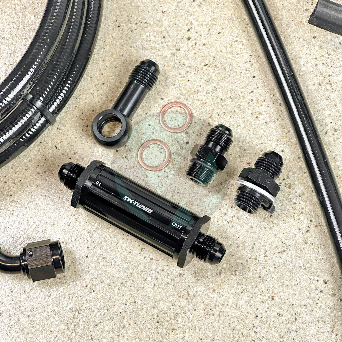 92-95 Civic 2dr Coupe Tucked Stainless Steel Complete Fuel Line System K-Tuned Fileter -6 Black