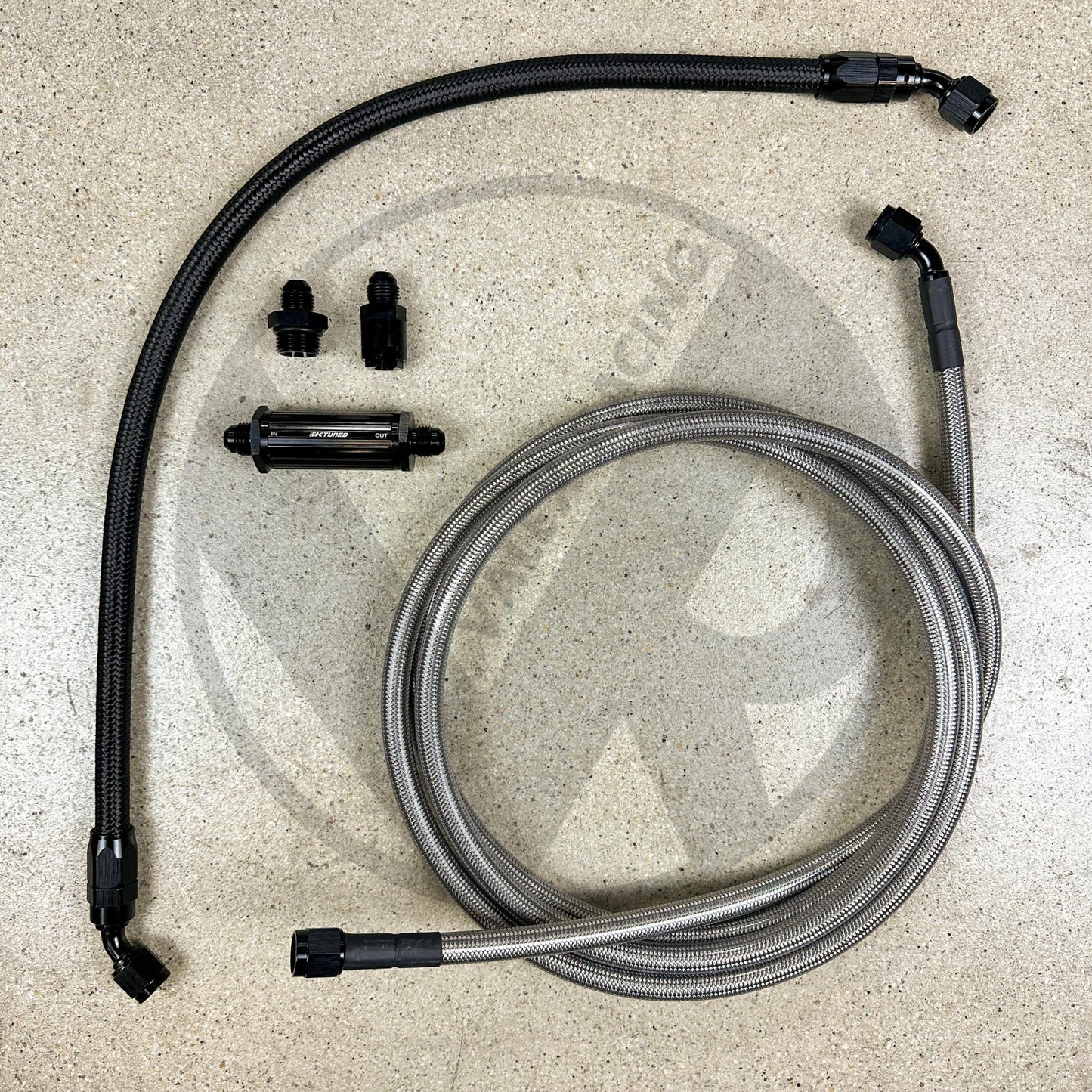 96-01 Acura Integra DC2 K Swap Tucked Stainless Steel Fuel Feed Line System K-Tuned Filter -6 Silver
