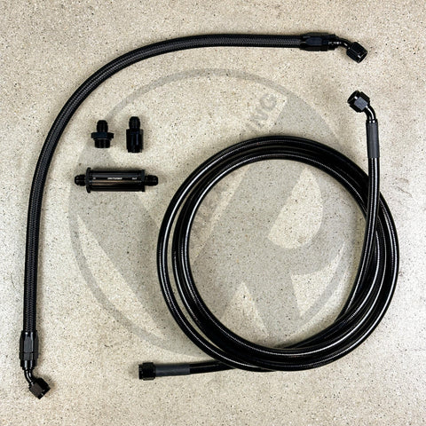 96-01 Acura Integra DC2 K Swap Tucked Stainless Steel Fuel Feed Line System K-Tuned Filter -6 Black
