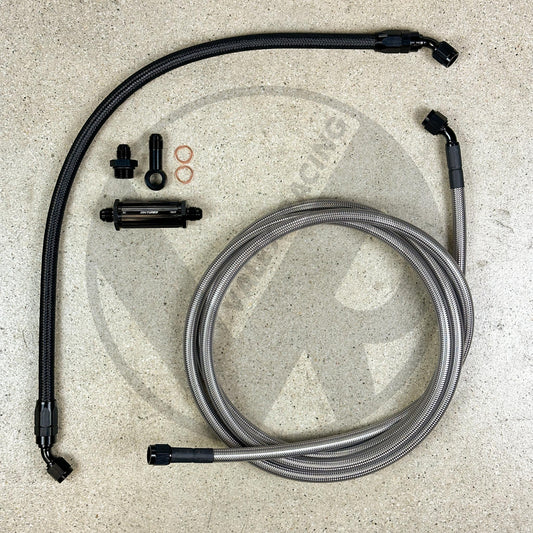 94-95 Integra DC2 K Swap Tucked Stainless Steel Fuel Feed Line System K-Tuned Filter -6 Silver