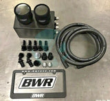 Blackworks BWR Oil Catch Can Kit Race Breather Box For Honda Acura B16 B18 B20 10AN Push Loc